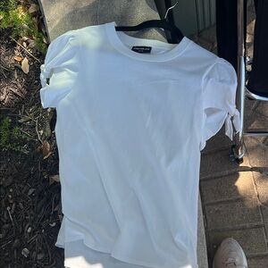 Generation Love White Short Sleeve Tee with Tie Sleeve Detail